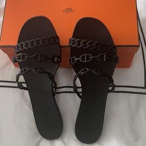 Hermes sandals rubber size 40 black rivage NEW